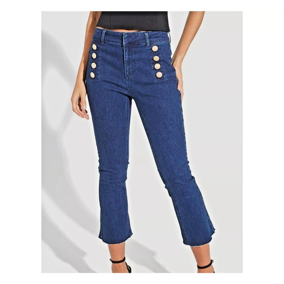 Generation Love Justine Ankle Jeans Frayed Hem High Rise Denim Dark Wash 31 NEW - Picture 1 of 13